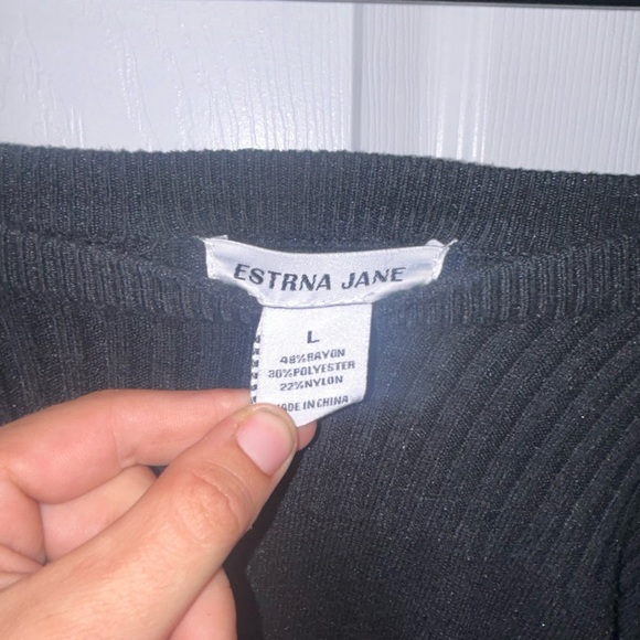 Black fringed long sleeve sweater/shirt - Picture 6 of 7